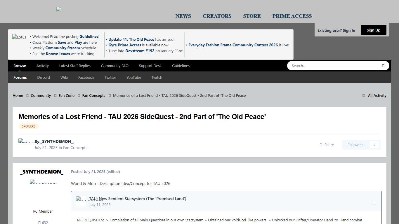 Memories of a Lost Friend - TAU 2026 SideQuest - 2nd Part of 'The Old Peace' - Fan Concepts - Warframe Forums